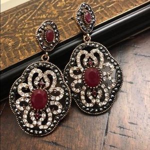 Women Earring Vintage Jewelry Big Crystal Earrings